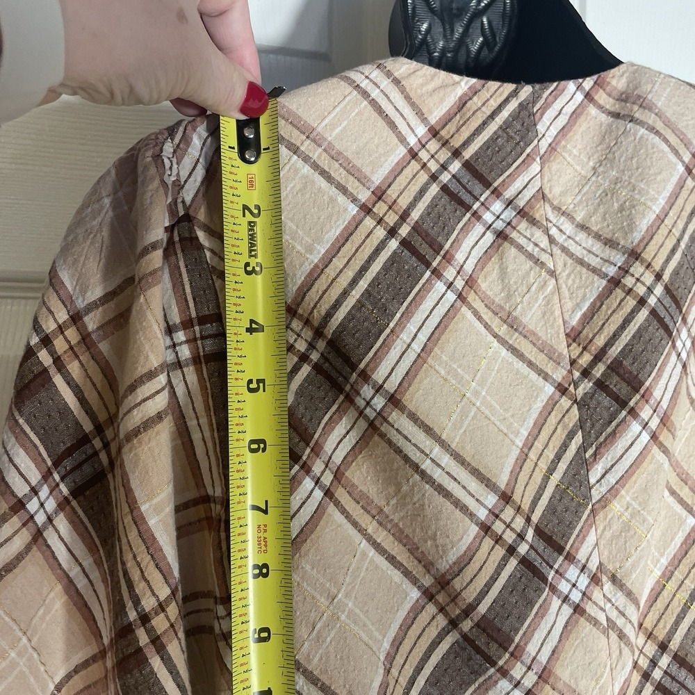 Inc International Concepts Dress Women 10 Brown Plaid Linen Blend Faux Wrap Boho - Picture 5 of 14